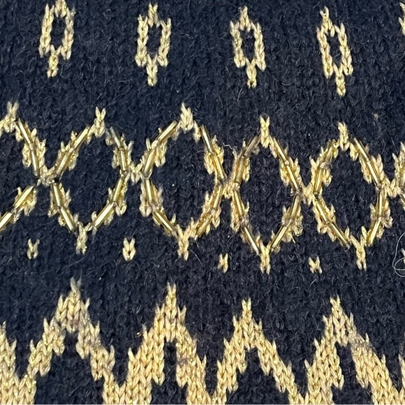 Joules navy gold Knit Sweater jumper mock neck womens size 8 - Picture 3 of 9